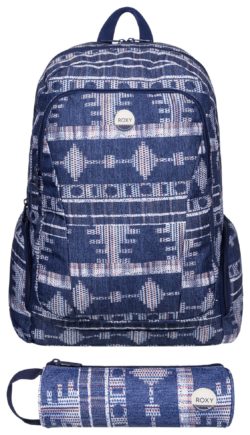 Roxy Blue Tribal Backpack with Matching Pencil Case.